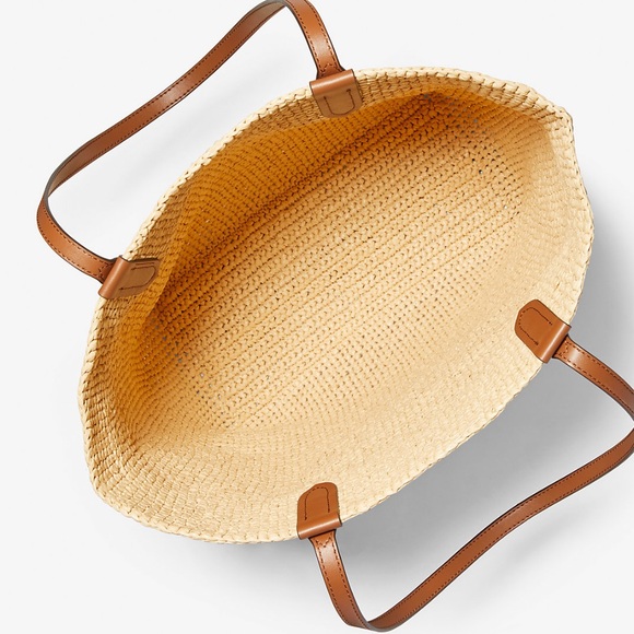 MICHAEL KORS Eliza Extra-Large Empire Logo Straw Tote Bag - Picture 4 of 6